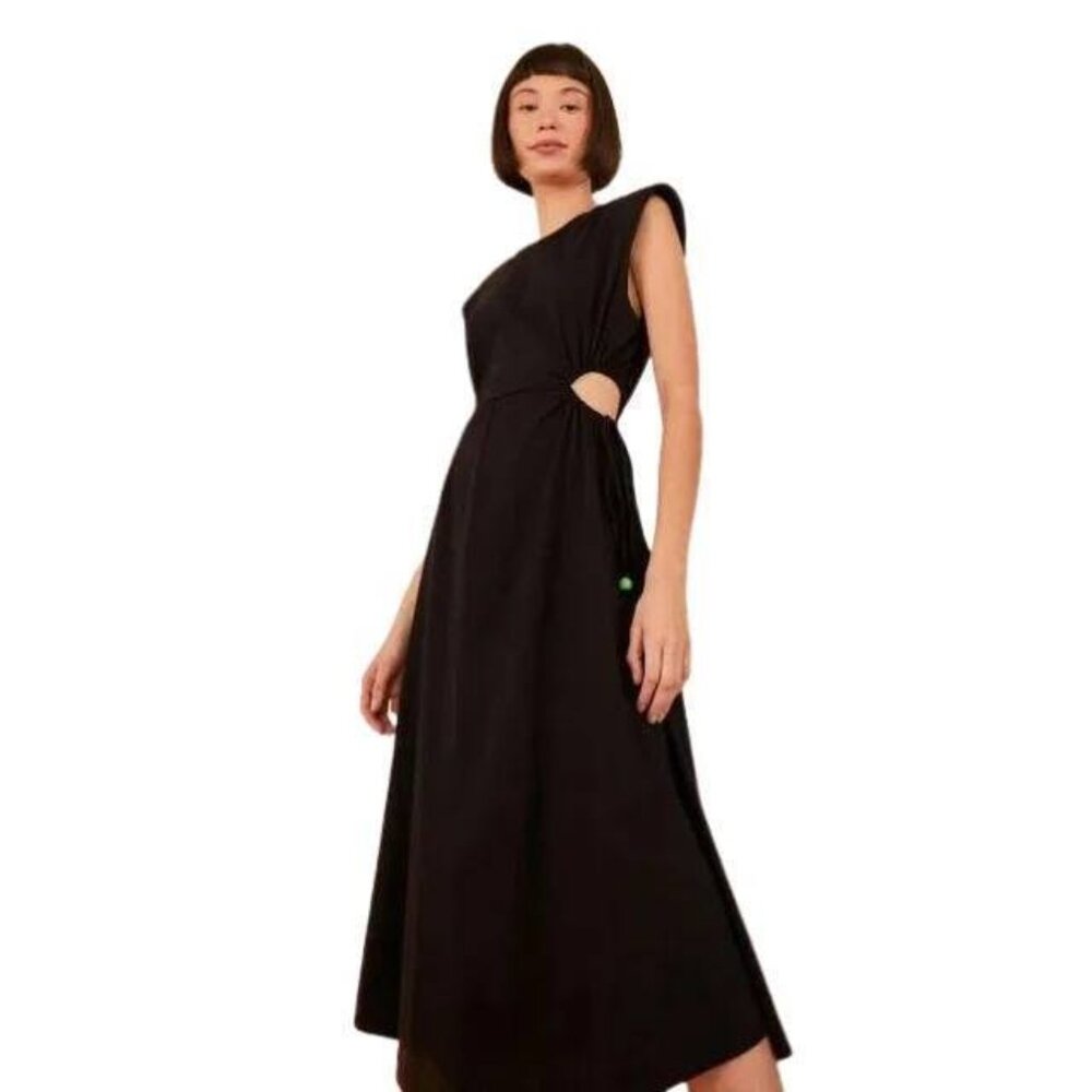 SOLD FARM Rio Padded Shoulder Black Dress sz Large NWT 🖤